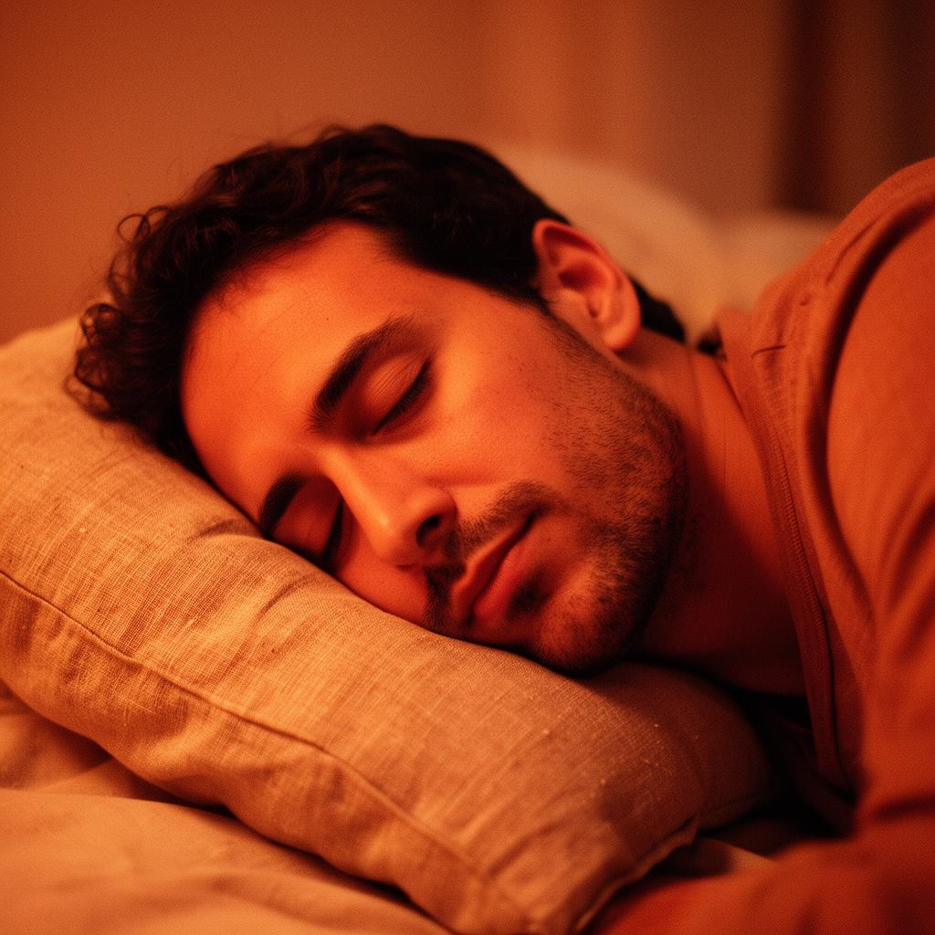 Man sleeping in warm light — inflammation and recovery