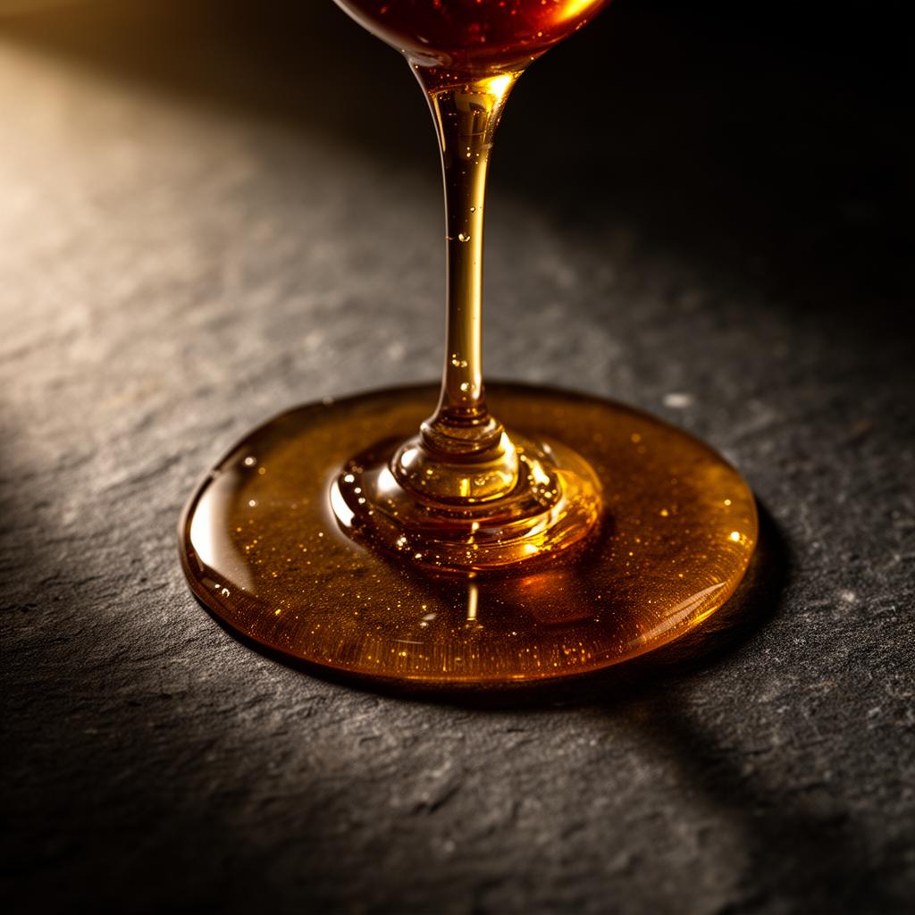 Amber honey pour on dark stone — liver function